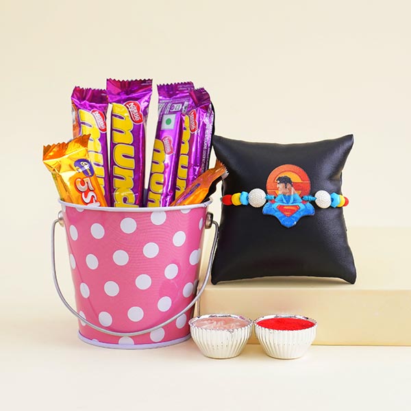 Superman Kids Rakhi with Chocolates Gift Hamper