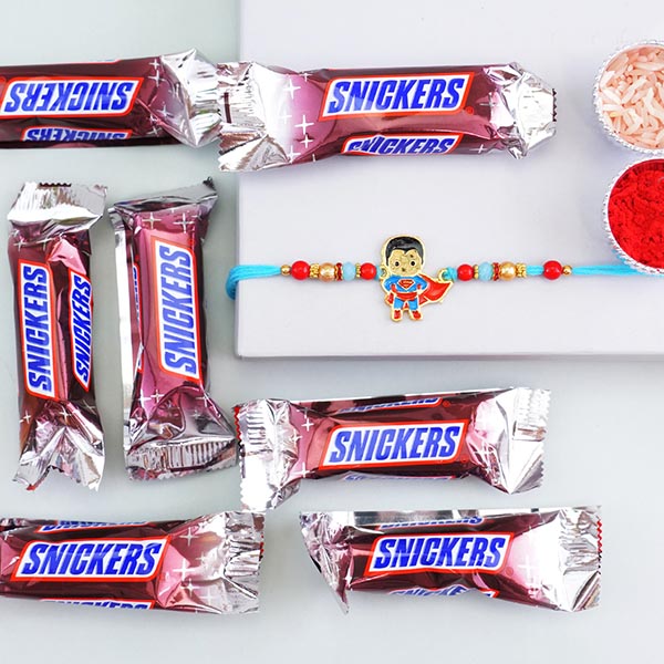 Superman Kids Rakhi with Snickers Chocolate