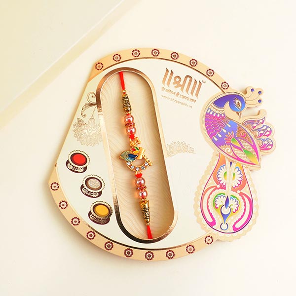 Peacock Krishna Rakhi with Kaju Katli N Cashews