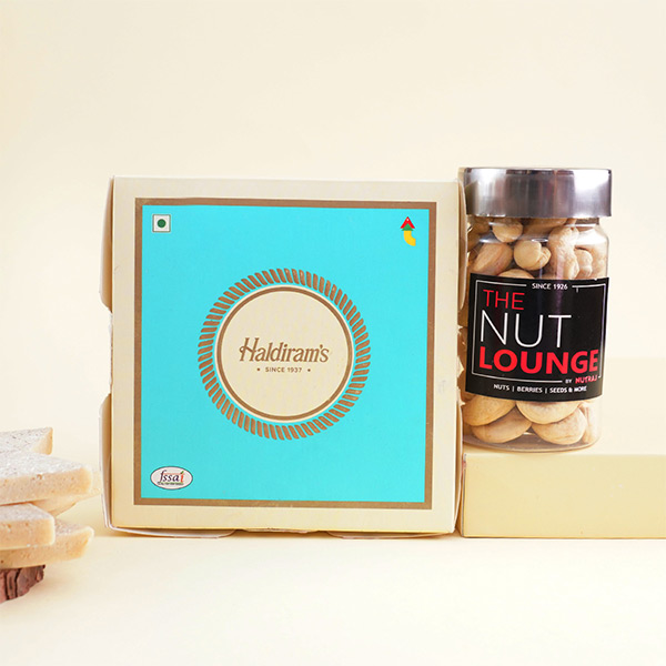 Peacock Krishna Rakhi with Kaju Katli N Cashews