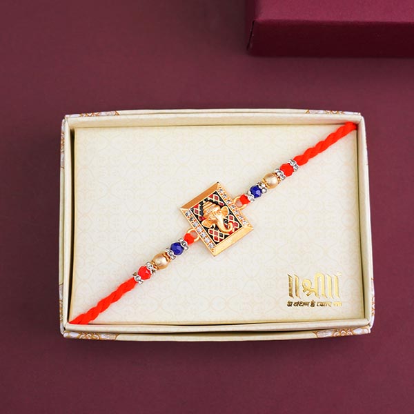Golden Rakhi N AD Rakhi with Dry Fruits for Brothers