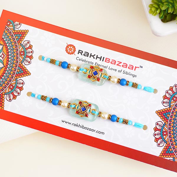 2 Blue Designer Rakhis for Brothers
