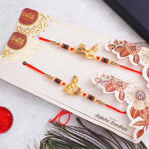 Set of 2 Golden Krishna Rakhis