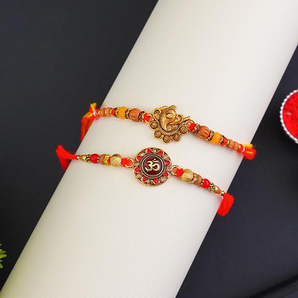 Set of 2 Golden Rakhi for Brothers