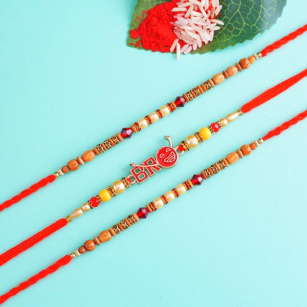 One Bro Rakhi N Two Pearl Rakhi Set