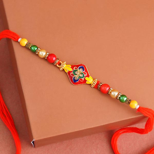 Meenakari Rakhi with Kaju Katli Gift Hamper
