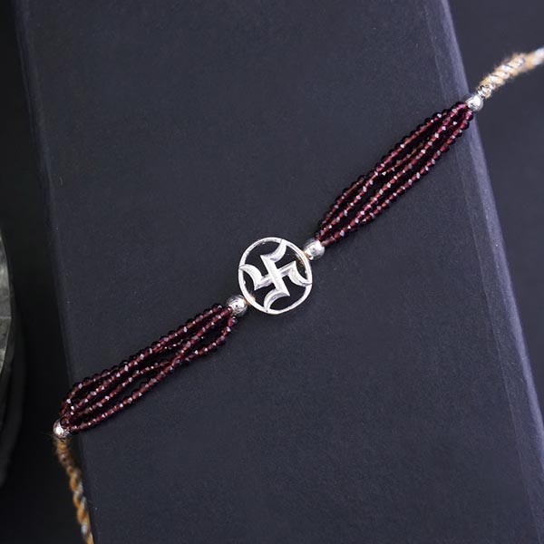 Sterling Silver Rakhi with Dry Fruit Gift Hamper