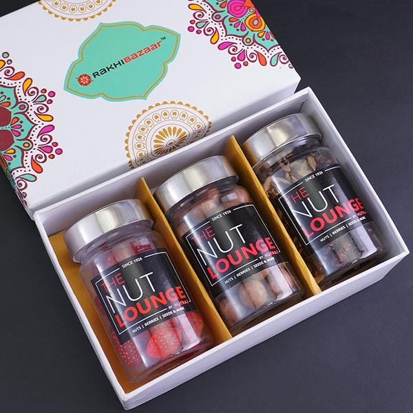 Sterling Silver Rakhi with Dry Fruit Gift Hamper