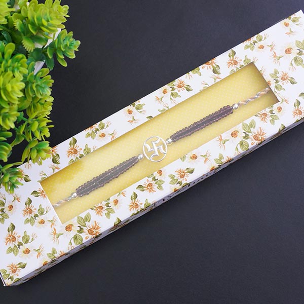 Sterling Silver Rakhi with Dry Fruit Gift Hamper