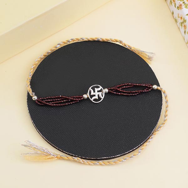 Silver Rakhi N Designer Rakhi with Clock Gift Pack
