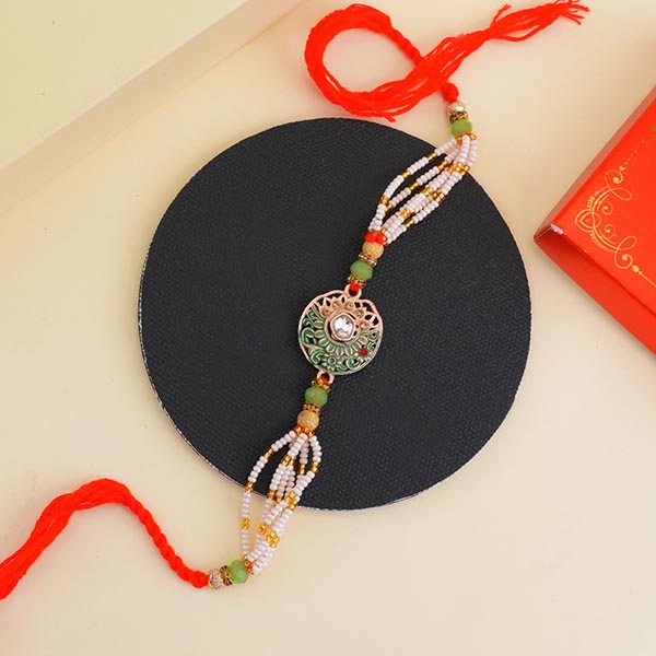 Silver Rakhi N Designer Rakhi with Clock Gift Pack