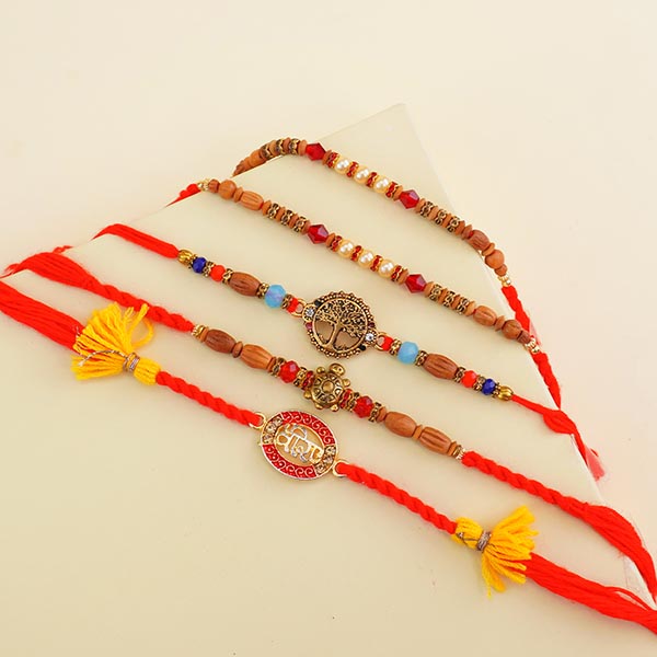 Pearl Rakhi N Golden Rakhi with Sweets N Chocolates