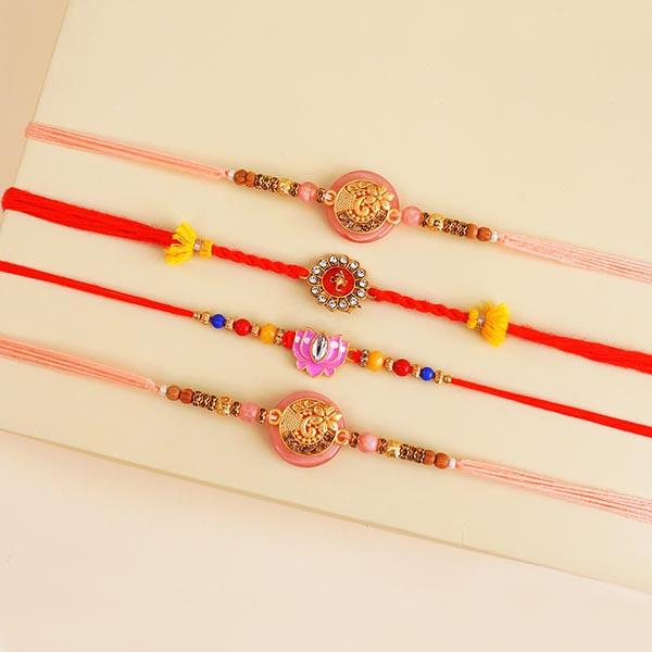Set of Four Rakhis with Dry Fruits Gift Hamper