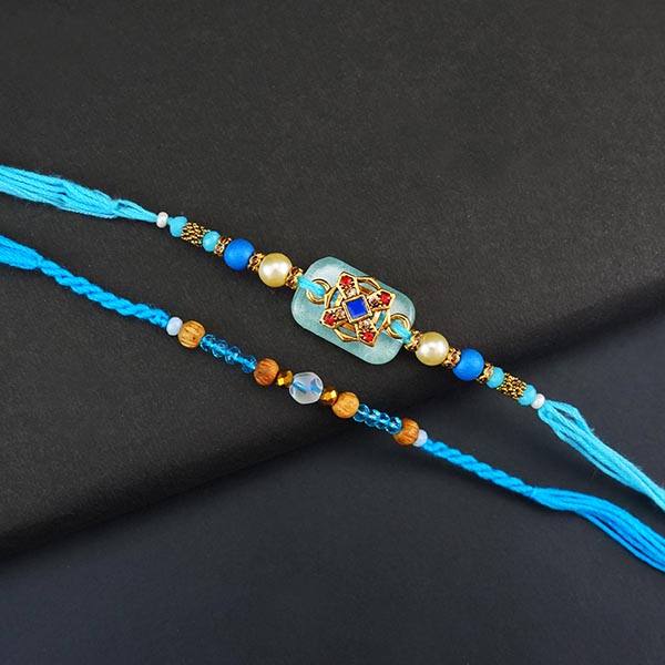 Two Blue Rakhis with Dry Fruits Gift Pack