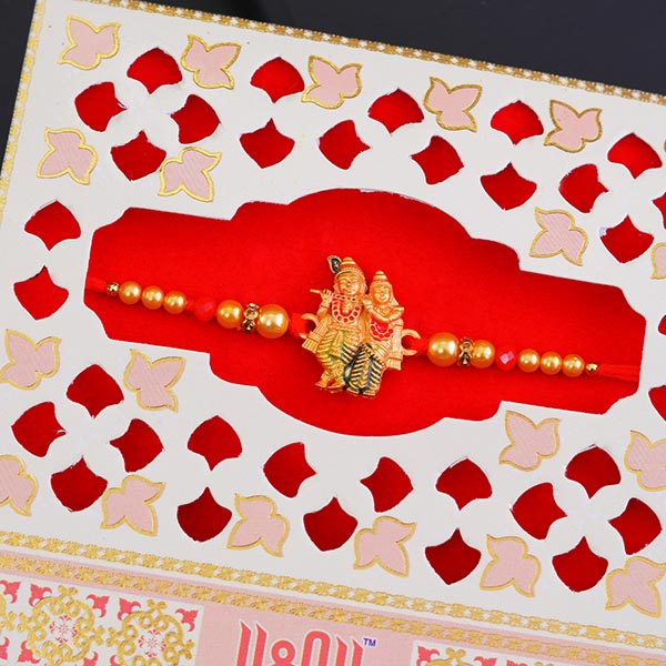 Sacred Golden Radha Krishna Rakhi