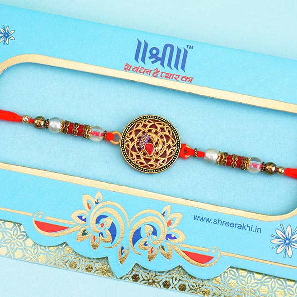 2 Silver Rakhis N 3 Designer Rakhis Set