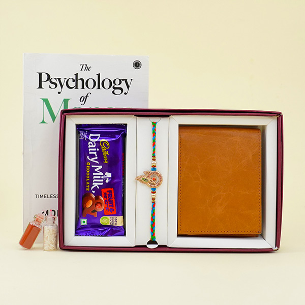 Sacred Rakhi with Books N Wallet Combo