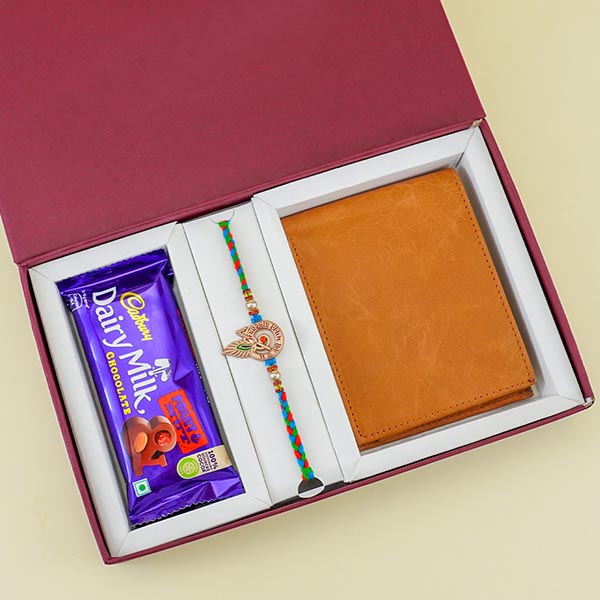 Sacred Rakhi with Books N Wallet Combo