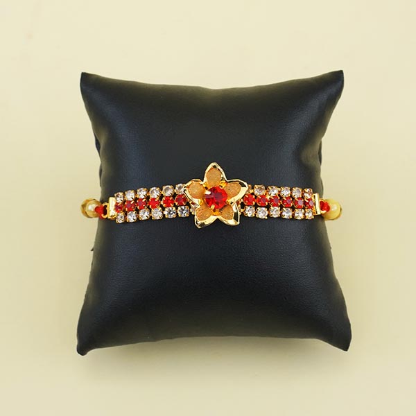 Designer Golden Rakhi with Book N Jade Plant Combo