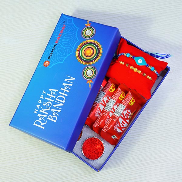 Evil Eye Rakhi N Pearl Rakhi with Chocolates