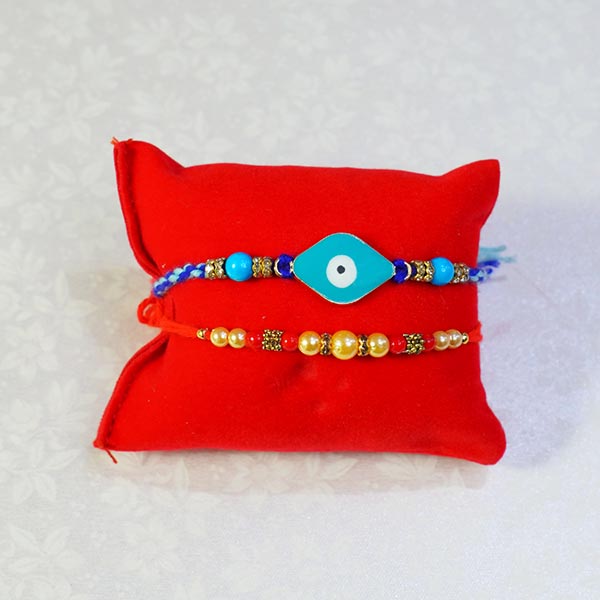 Evil Eye Rakhi N Pearl Rakhi with Chocolates