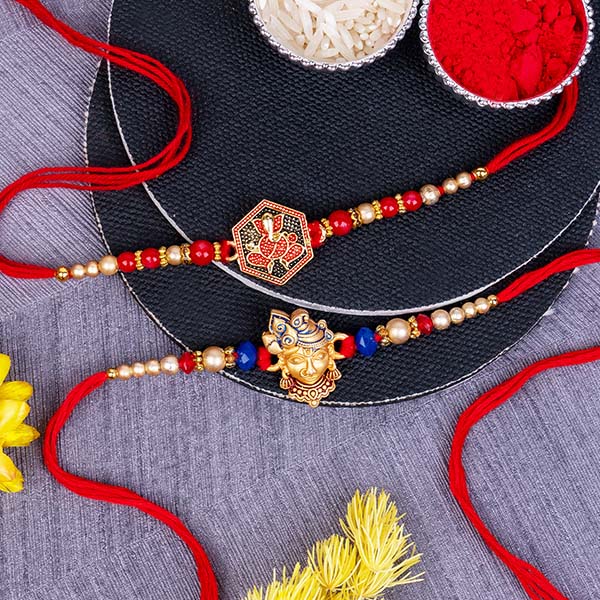 Rakhi Set of 2 including Krishna Rakhi and Ganesha Rakhi