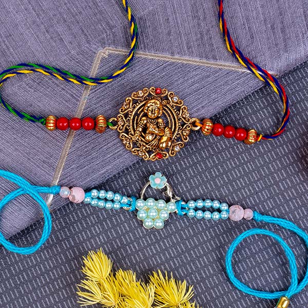 Two Rakhi Sets of Designer Rakhi and Antique Rakhi