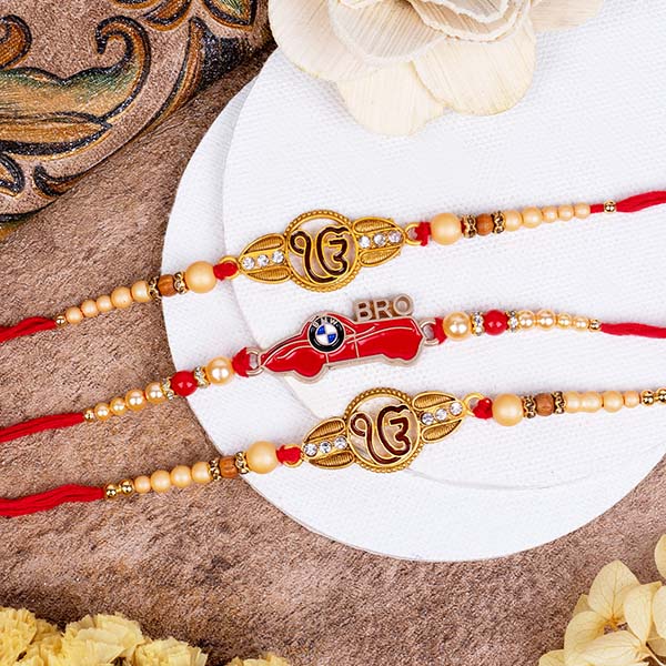 3 Rakhi Set Including Bro Rakhi and Onkar Rakhi