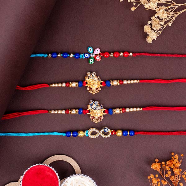 Evil Eye N Krishna Rakhi Set of Four