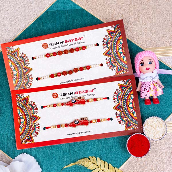 Kids Rakhi and Rudraksha Rakhi Set of 5