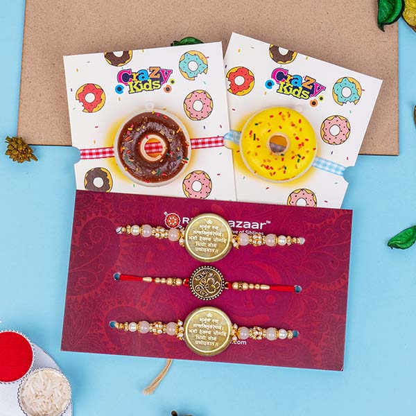 Set of Foodie Rakhi with Antique Rakhis