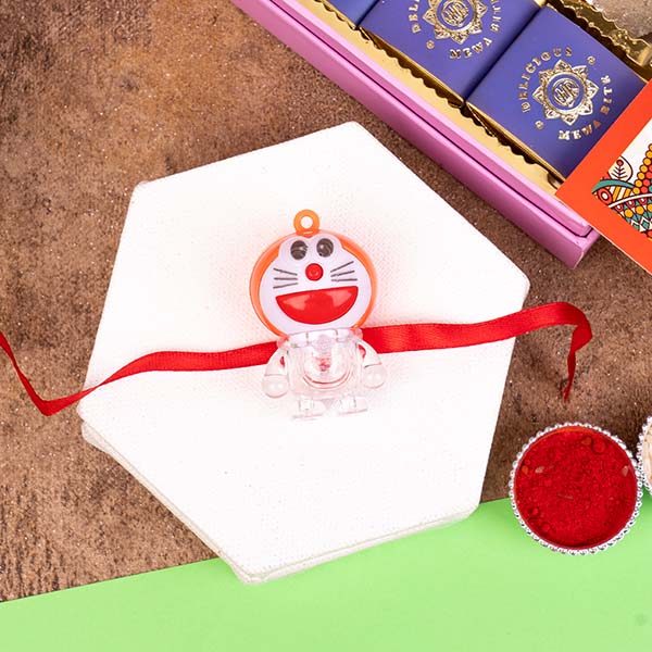 Doremon Rakhi and Rudraksha Rakhi with Haldiram Sweet Box