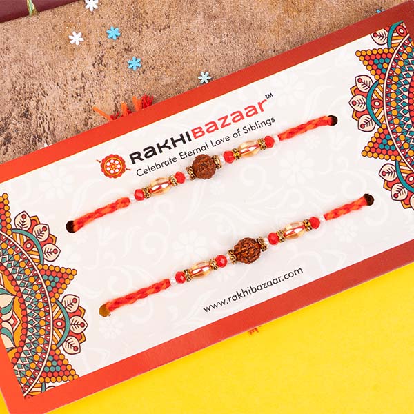 Rudraksha Rakhi with Kaju Kalash