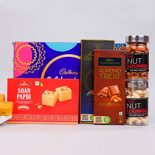 Colorful Family Rakhi Set with Sweets Gift Combo