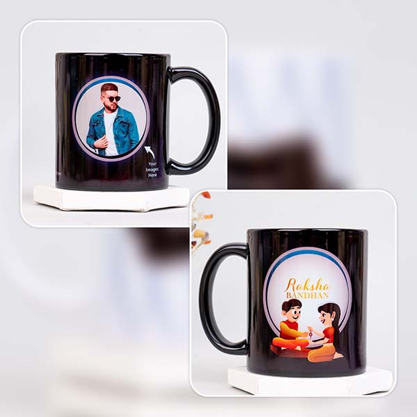 Glorious Bhaiya Bhabhi Rakhi with Personalized Photo Mug N Gourmet Items