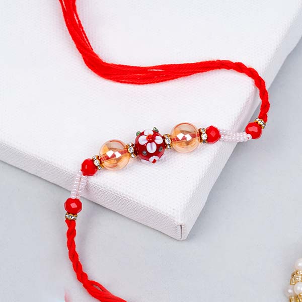 Designer Beaded Rakhi with Flavorsome Popcorn