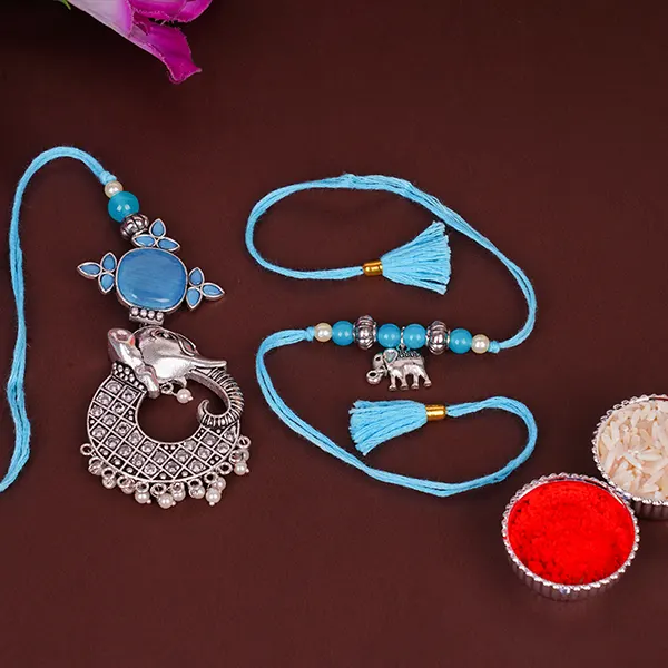 Brilliant Blue Bhaiya Bhabhi Rakhi