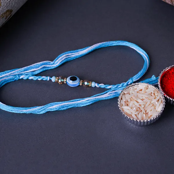 Sky Blue Evil Eye Designer Rakhi for Brother