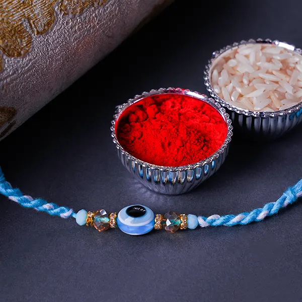 Sky Blue Evil Eye Designer Rakhi for Brother