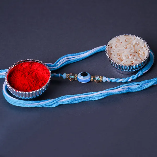 Sky Blue Evil Eye Designer Rakhi for Brother