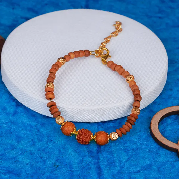 Sacred Rudraksha Bracelet Rakhi for Brother