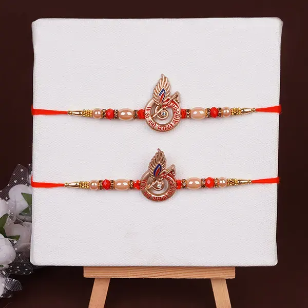 Set of 2 Feather Elegance Rakhi for Brother Saudi Arabia