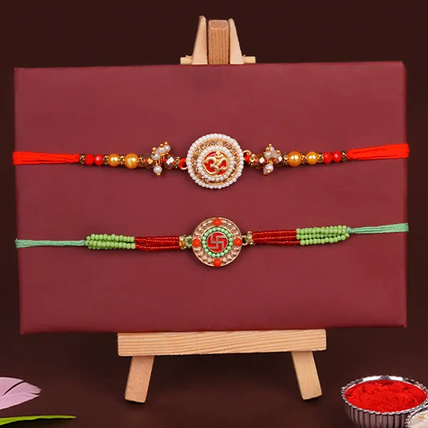 Pair of Om and Swastika Rakhi for Brother