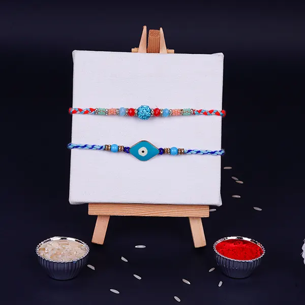 Pair of 2 Elegant Evil Eye Rakhi for Brother