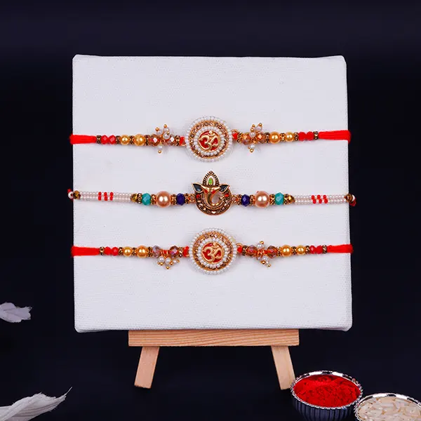 Set of 3 Om and Ganesha Rakhi for Brother