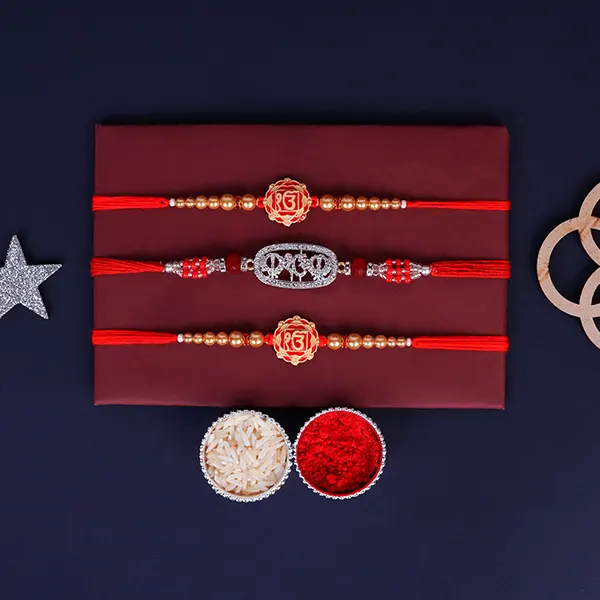 Set of 3 Divine Ek Onkar Rakhi for Brother