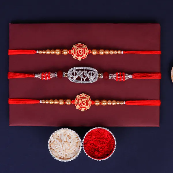 Set of 3 Divine Ek Onkar Rakhi for Brother