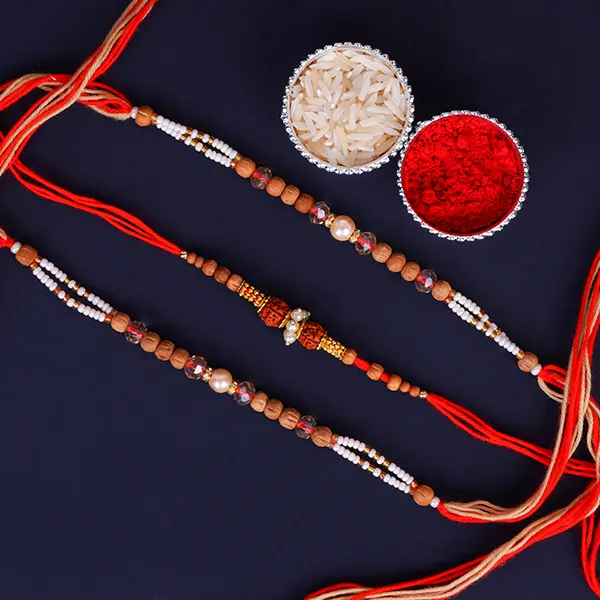 Set of 3 Divine Rudraksha Rakhi