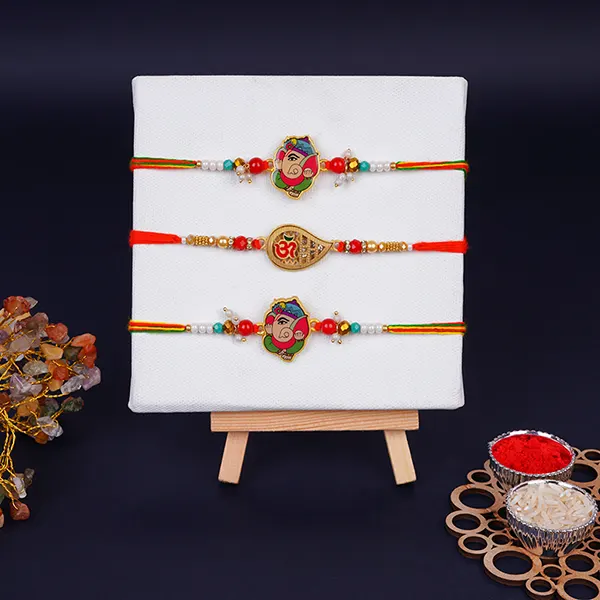 Set of 3 marvellous Ganesha and Om Rakhi