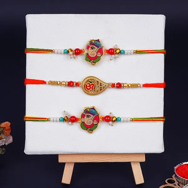 Set of 3 marvellous Ganesha and Om Rakhi